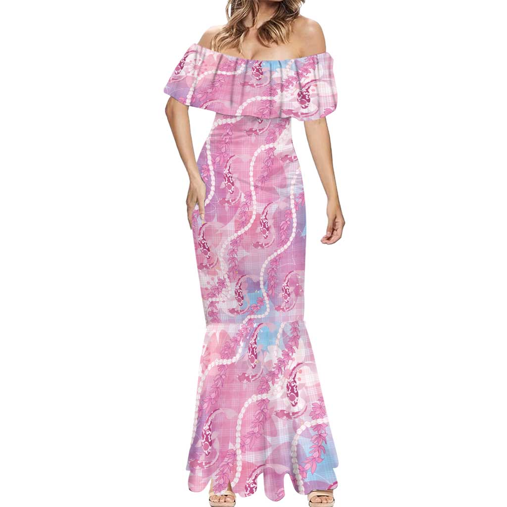 Japanese Koi Fish Mermaid Dress Pink Wagara Palaka Honohono Pikake Lei