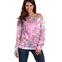 Japanese Koi Fish Off Shoulder Sweater Pink Wagara Palaka Honohono Pikake Lei