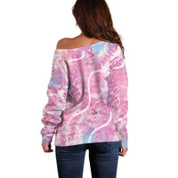 Japanese Koi Fish Off Shoulder Sweater Pink Wagara Palaka Honohono Pikake Lei