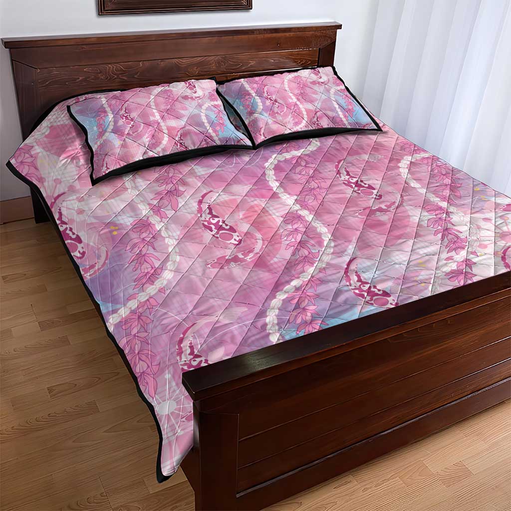 Japanese Koi Fish Quilt Bed Set Pink Wagara Palaka Honohono Pikake Lei