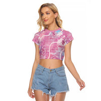 Japanese Koi Fish Raglan Cropped T Shirt Pink Wagara Palaka Honohono Pikake Lei