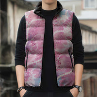 Japanese Koi Fish Sleeveless Puffer Jacket Pink Wagara Palaka Honohono Pikake Lei LT9 - Polynesian Pride