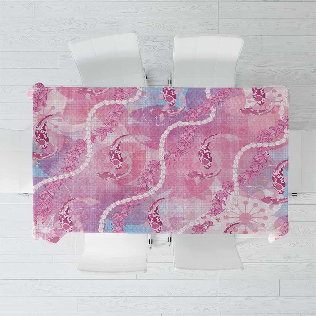Japanese Koi Fish Tablecloth Pink Wagara Palaka Honohono Pikake Lei