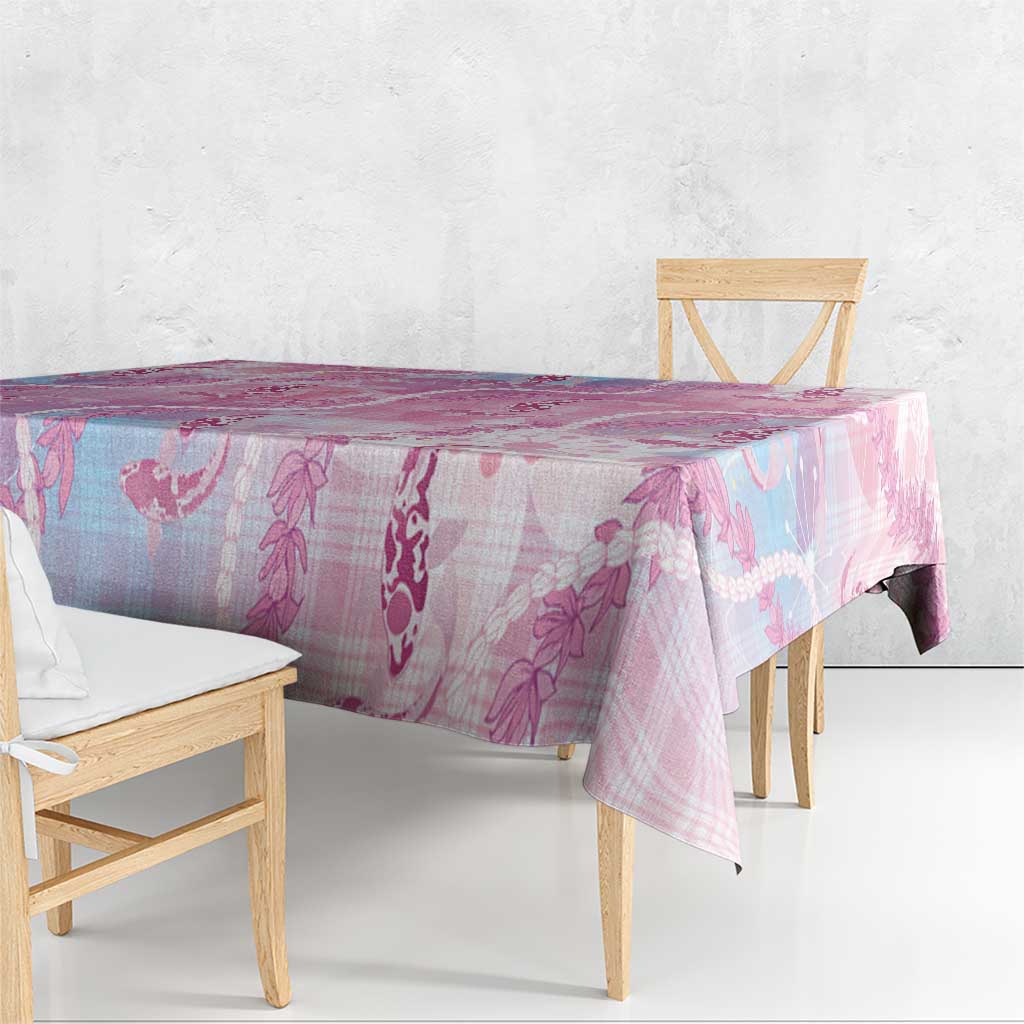 Japanese Koi Fish Tablecloth Pink Wagara Palaka Honohono Pikake Lei