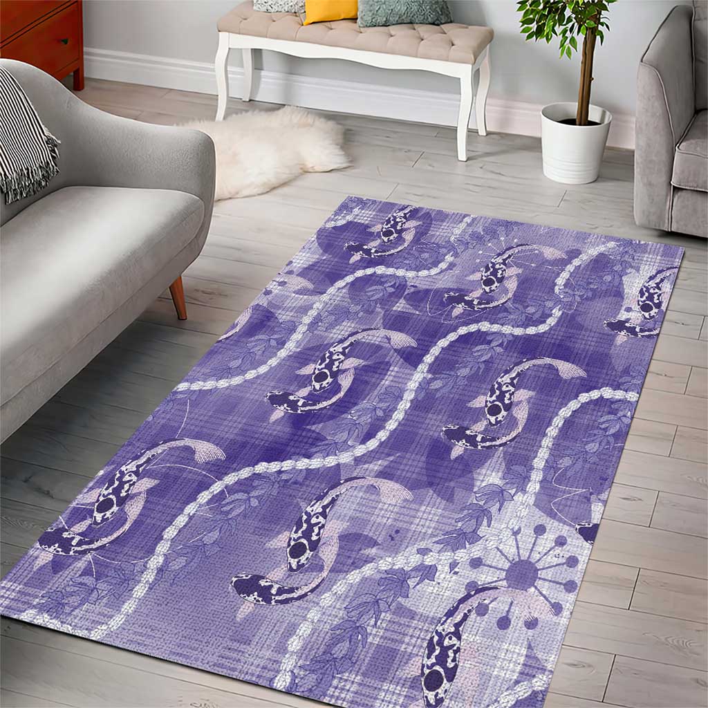Japanese Koi Fish Area Rug Purple Wagara Palaka Honohono Pikake Lei LT9 - Polynesian Pride