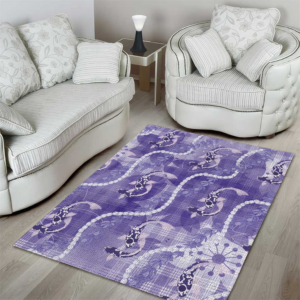 Japanese Koi Fish Area Rug Purple Wagara Palaka Honohono Pikake Lei LT9 - Polynesian Pride