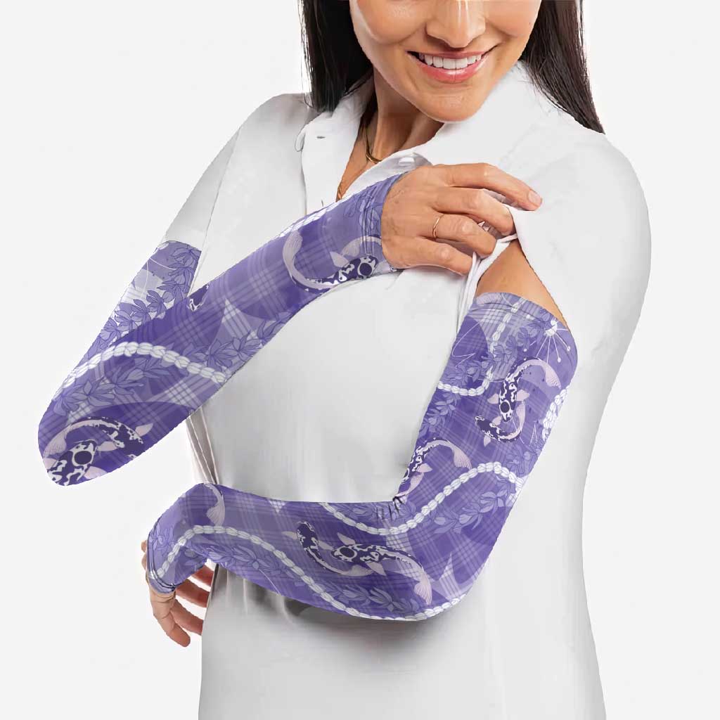 Japanese Koi Fish Arm Sleeves Purple Wagara Palaka Honohono Pikake Lei