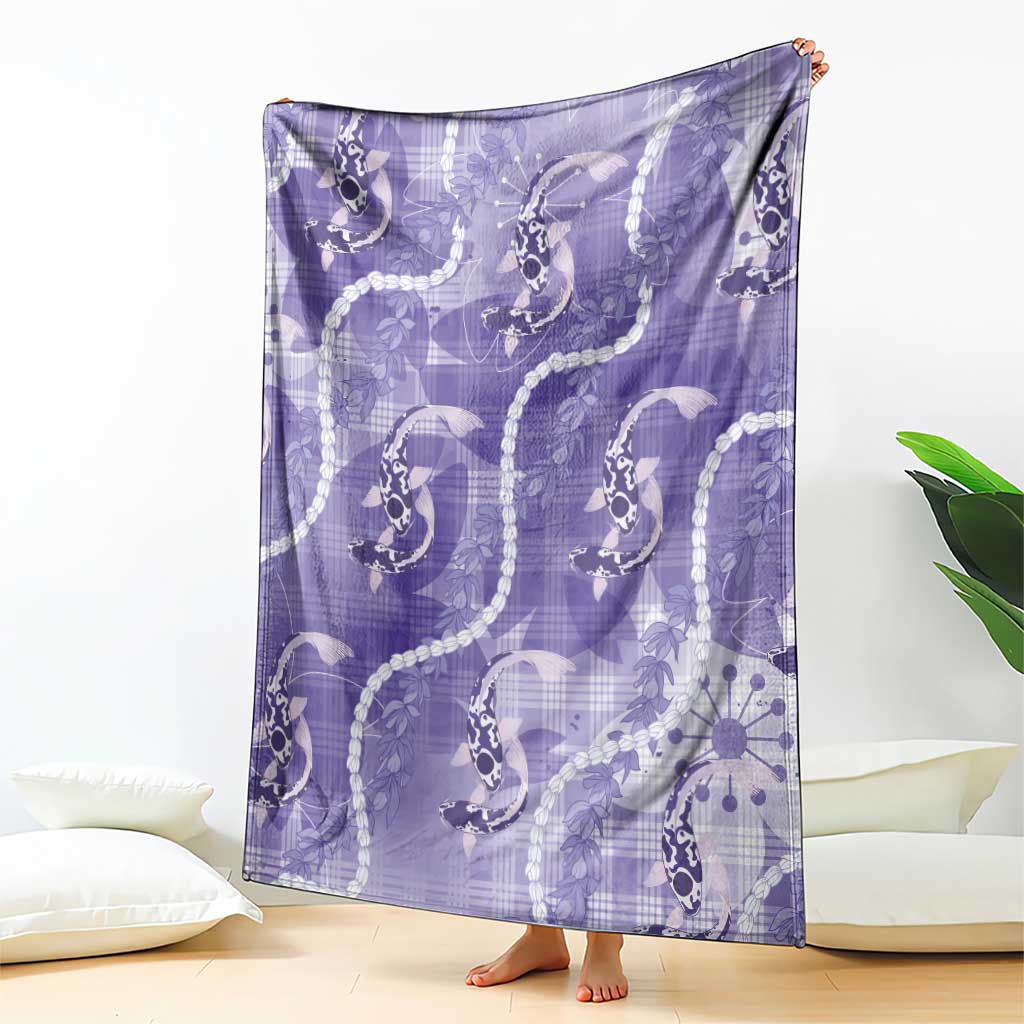 Japanese Koi Fish Blanket Purple Wagara Palaka Honohono Pikake Lei