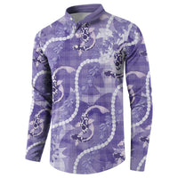 Japanese Koi Fish Button Sweatshirt Purple Wagara Palaka Honohono Pikake Lei