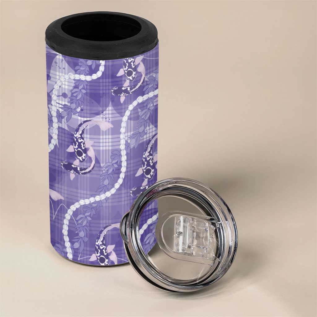 Japanese Koi Fish 4 in 1 Can Cooler Tumbler Purple Wagara Palaka Honohono Pikake Lei
