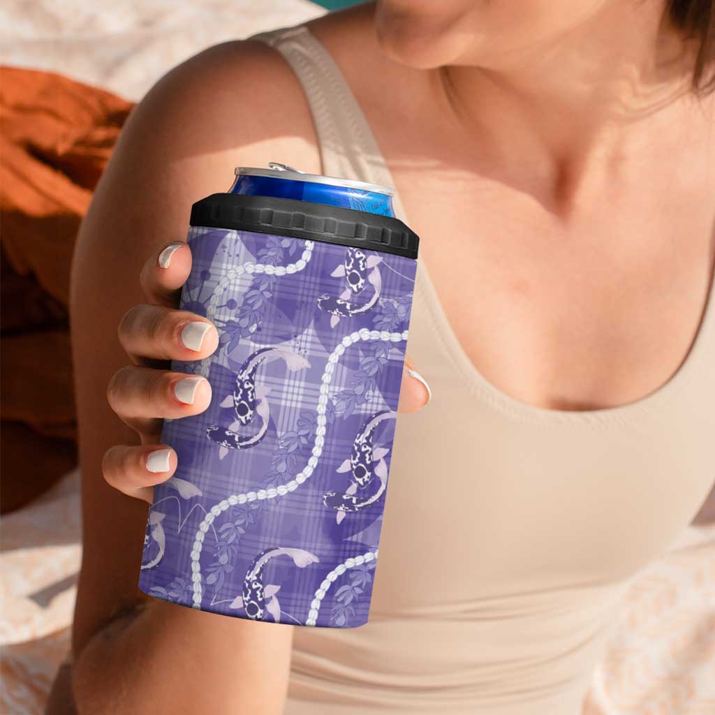 Japanese Koi Fish 4 in 1 Can Cooler Tumbler Purple Wagara Palaka Honohono Pikake Lei