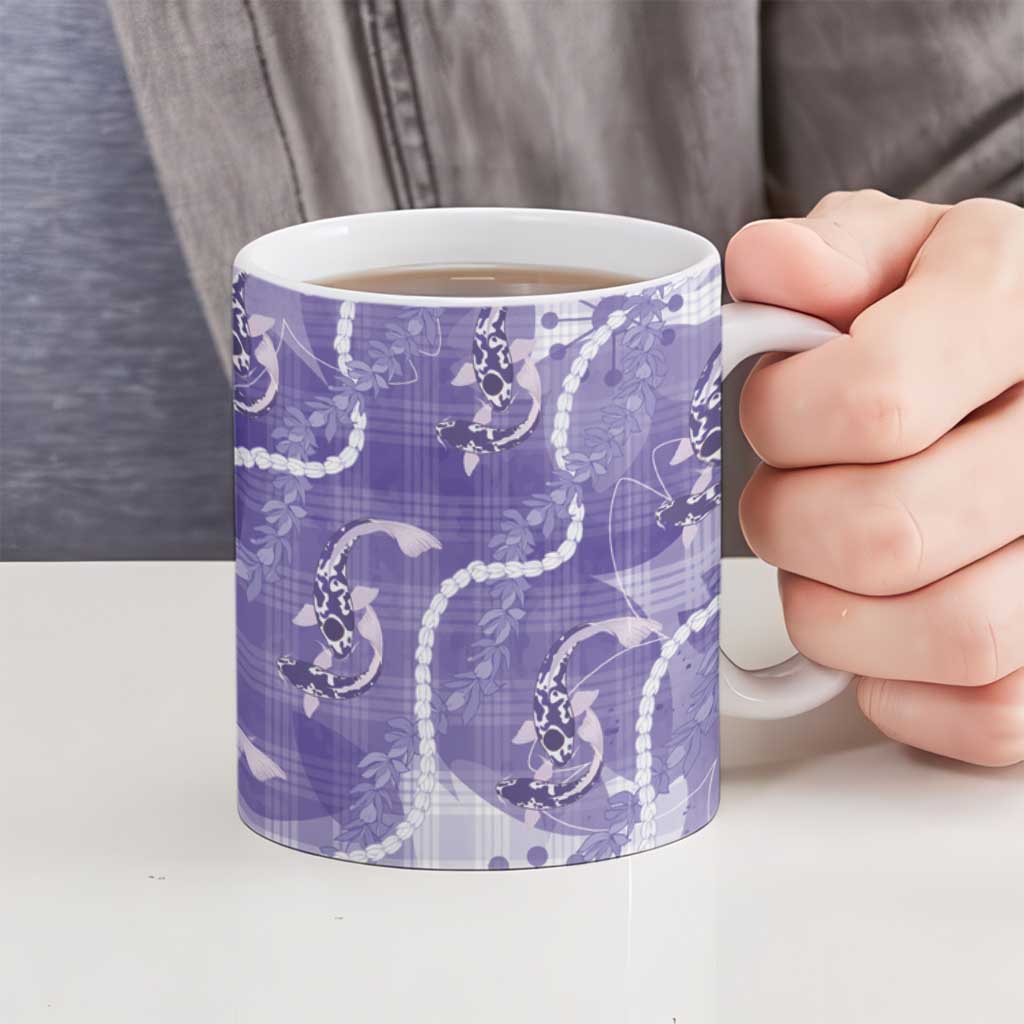Japanese Koi Fish Ceramic Mug Purple Wagara Palaka Honohono Pikake Lei