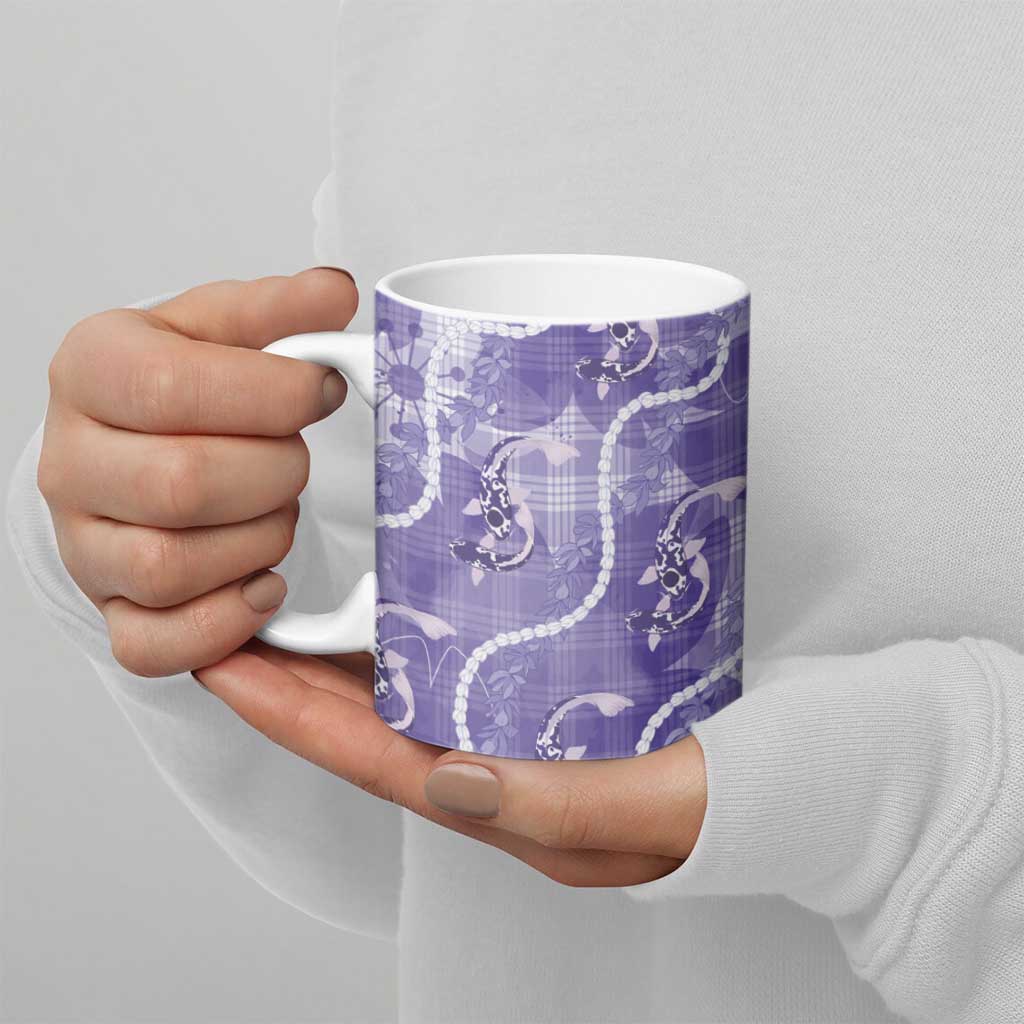 Japanese Koi Fish Ceramic Mug Purple Wagara Palaka Honohono Pikake Lei