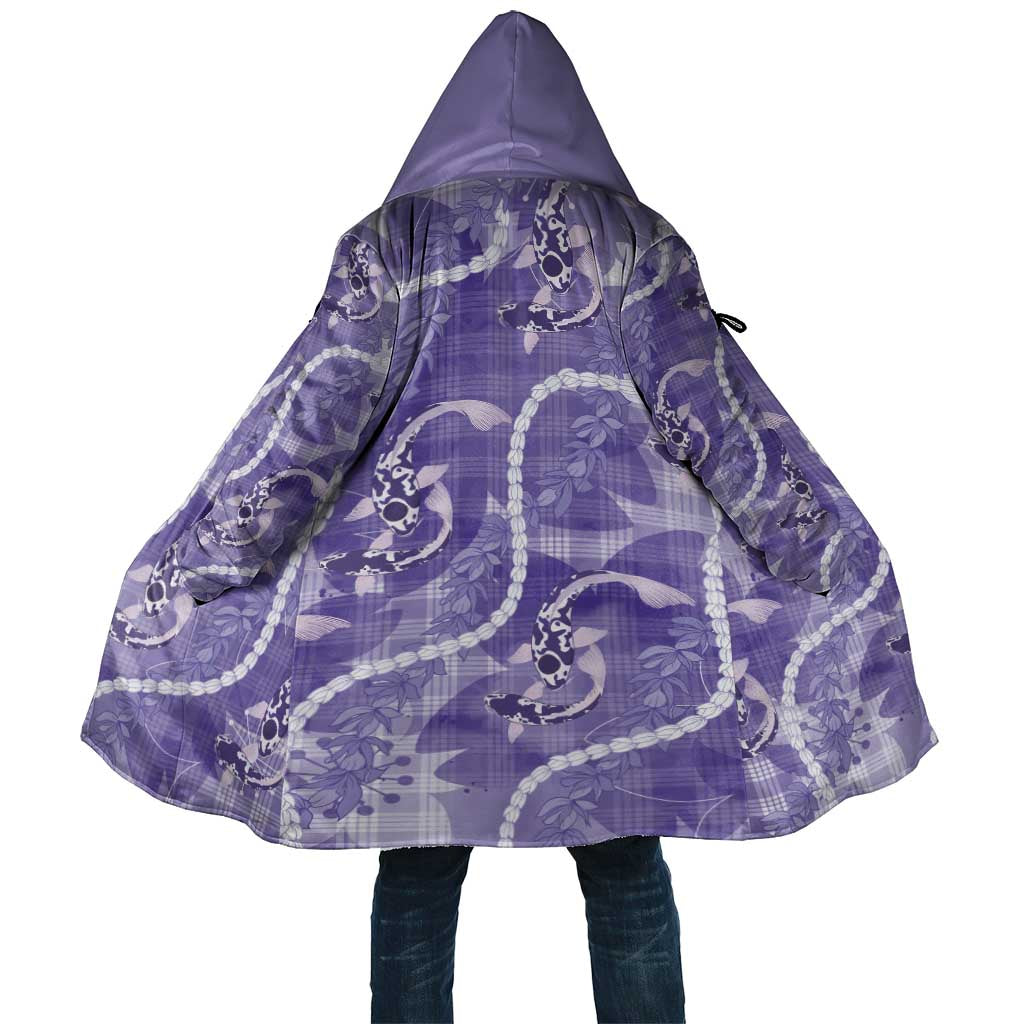 Japanese Koi Fish Cloak Purple Wagara Palaka Honohono Pikake Lei LT9 Unisex Purple - Polynesian Pride