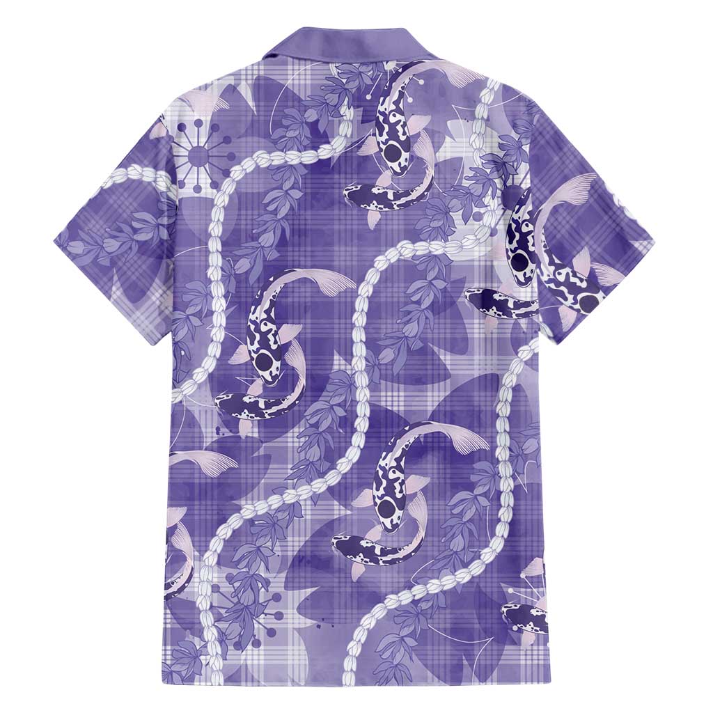 Japanese Koi Fish Hawaiian Shirt Purple Wagara Palaka Honohono Pikake Lei