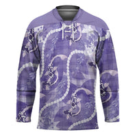 Japanese Koi Fish Hockey Jersey Purple Wagara Palaka Honohono Pikake Lei