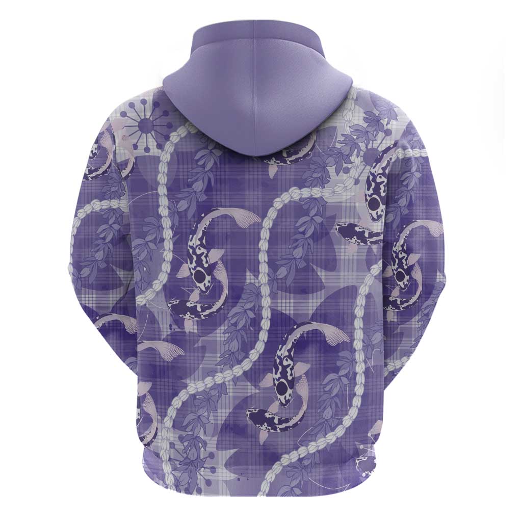 Japanese Koi Fish Hoodie Purple Wagara Palaka Honohono Pikake Lei