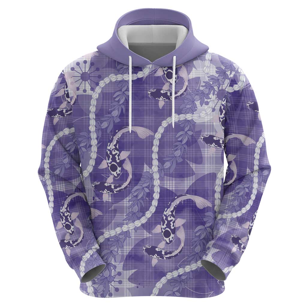 Japanese Koi Fish Hoodie Purple Wagara Palaka Honohono Pikake Lei