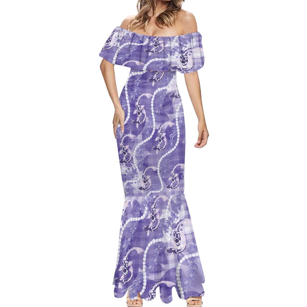 Japanese Koi Fish Mermaid Dress Purple Wagara Palaka Honohono Pikake Lei