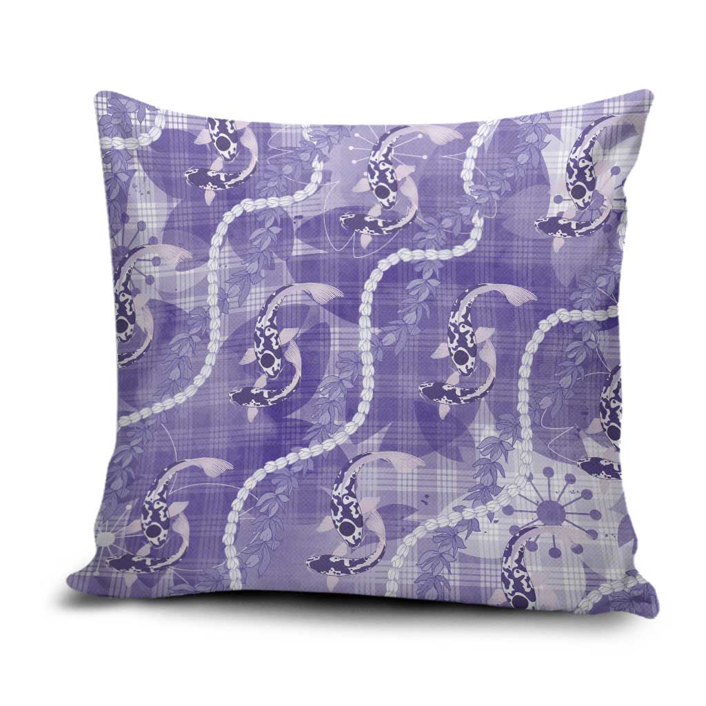 Japanese Koi Fish Pillow Cover Purple Wagara Palaka Honohono Pikake Lei