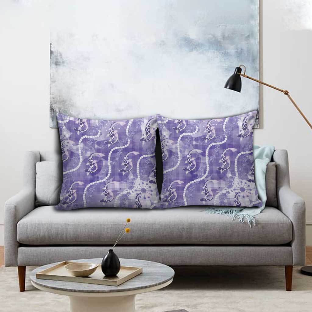 Japanese Koi Fish Pillow Cover Purple Wagara Palaka Honohono Pikake Lei