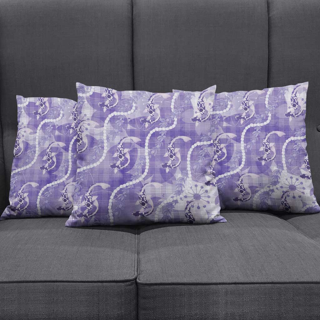 Japanese Koi Fish Pillow Cover Purple Wagara Palaka Honohono Pikake Lei