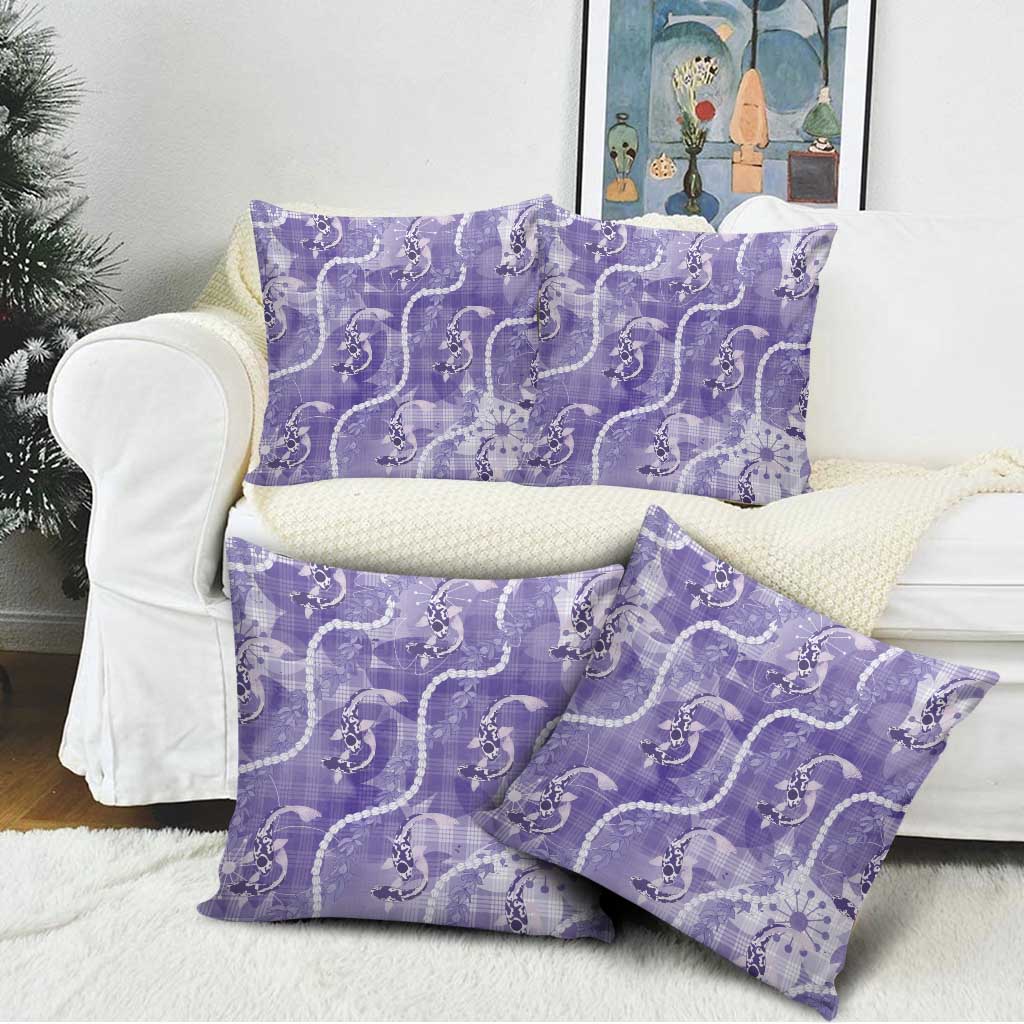 Japanese Koi Fish Pillow Cover Purple Wagara Palaka Honohono Pikake Lei