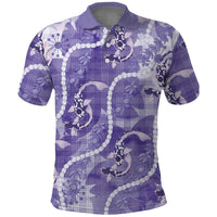 Japanese Koi Fish Polo Shirt Purple Wagara Palaka Honohono Pikake Lei