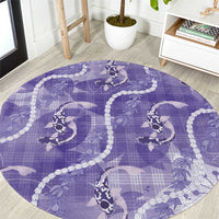 Japanese Koi Fish Round Carpet Purple Wagara Palaka Honohono Pikake Lei