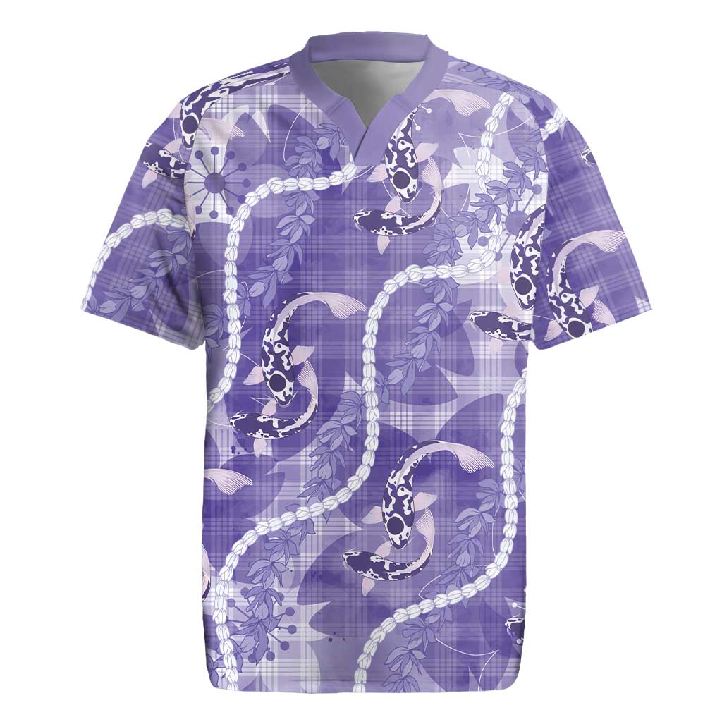 Japanese Koi Fish Rugby Jersey Purple Wagara Palaka Honohono Pikake Lei LT9 Purple - Polynesian Pride