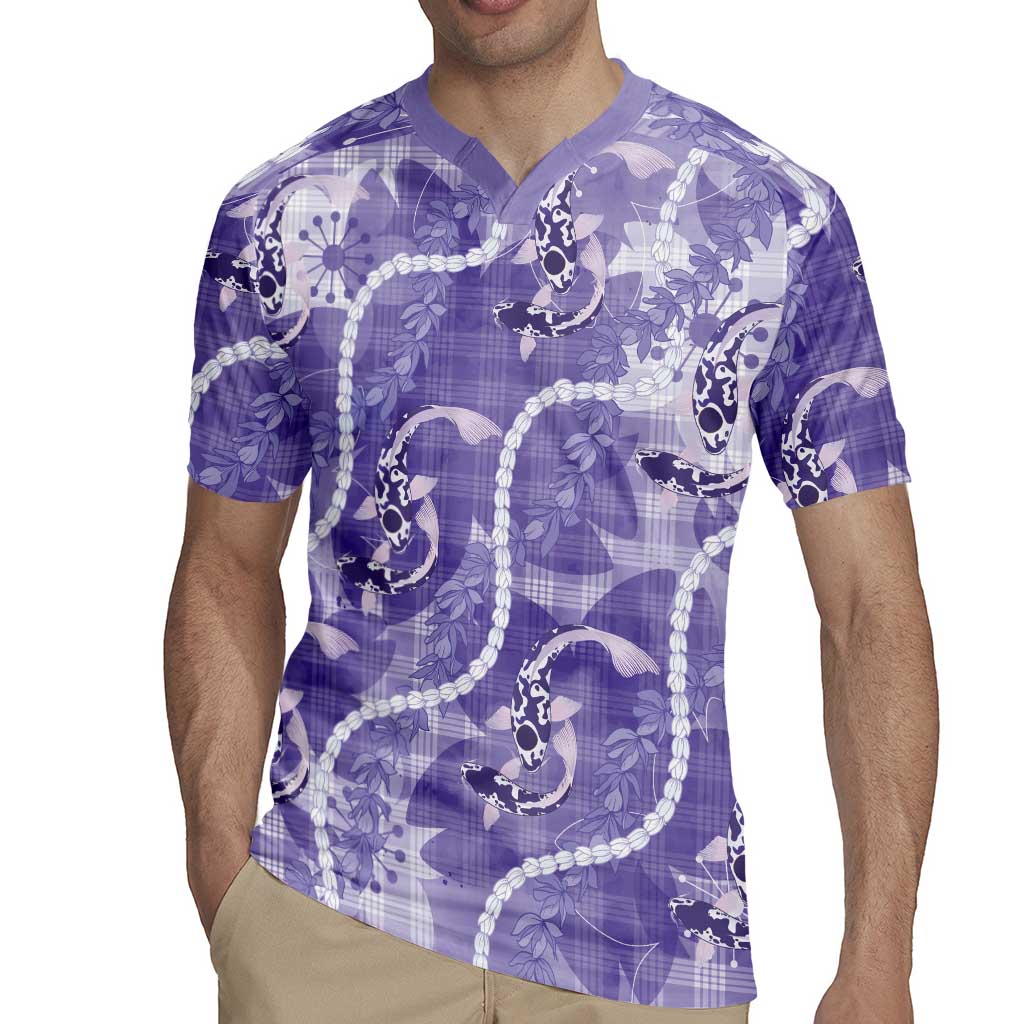 Japanese Koi Fish Rugby Jersey Purple Wagara Palaka Honohono Pikake Lei