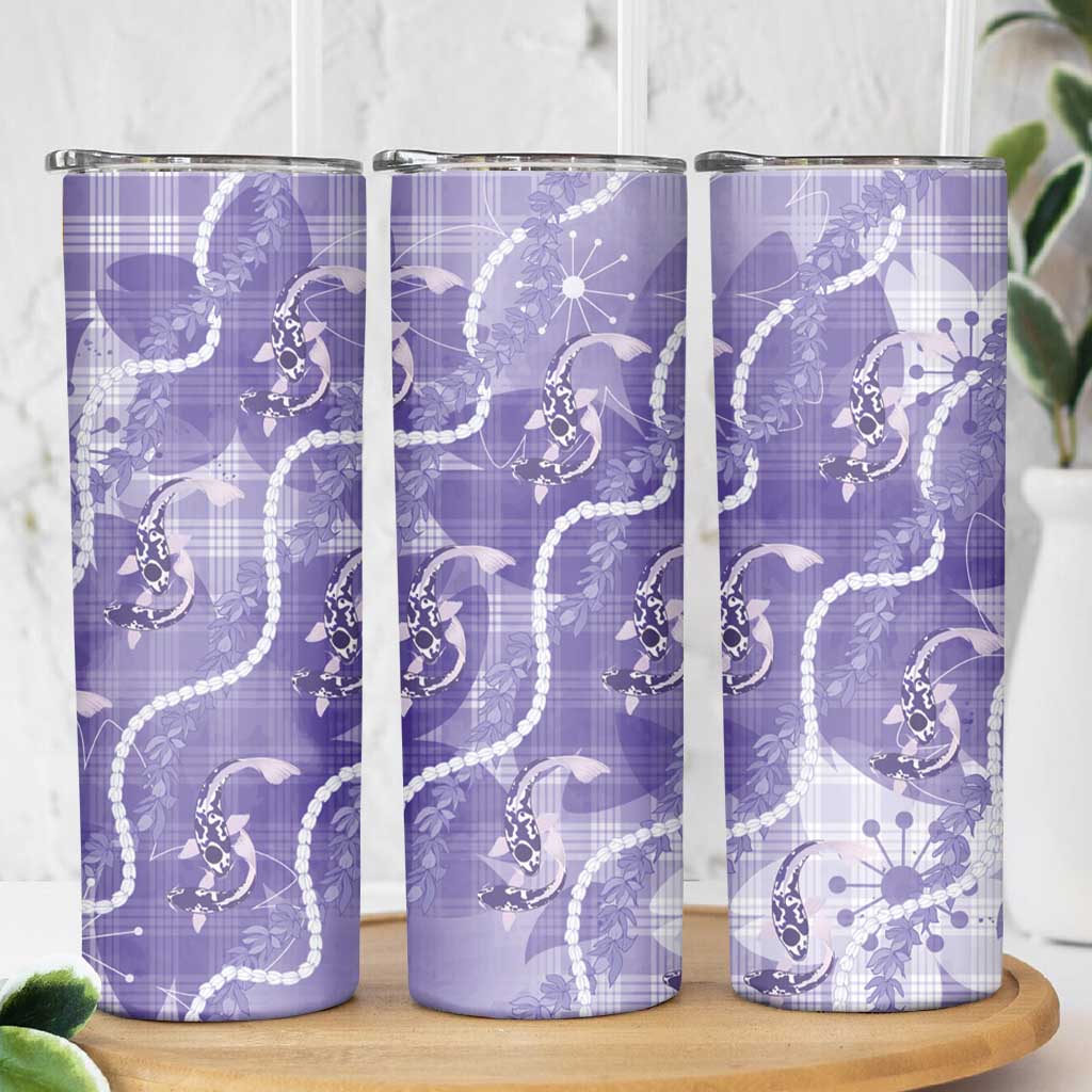 Japanese Koi Fish Skinny Tumbler Purple Wagara Palaka Honohono Pikake Lei