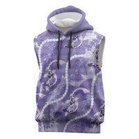 Japanese Koi Fish Sleeveless Hoodie Purple Wagara Palaka Honohono Pikake Lei
