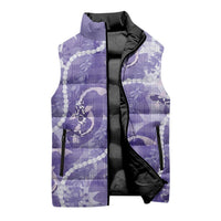 Japanese Koi Fish Sleeveless Puffer Jacket Purple Wagara Palaka Honohono Pikake Lei