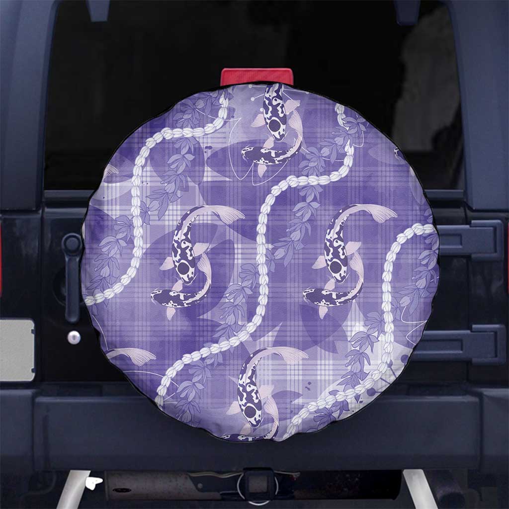 Japanese Koi Fish Spare Tire Cover Purple Wagara Palaka Honohono Pikake Lei