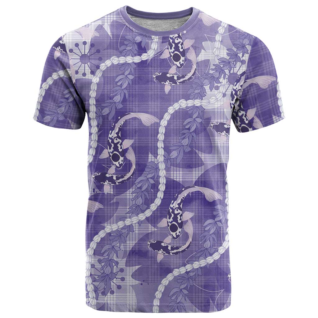 Japanese Koi Fish T Shirt Purple Wagara Palaka Honohono Pikake Lei