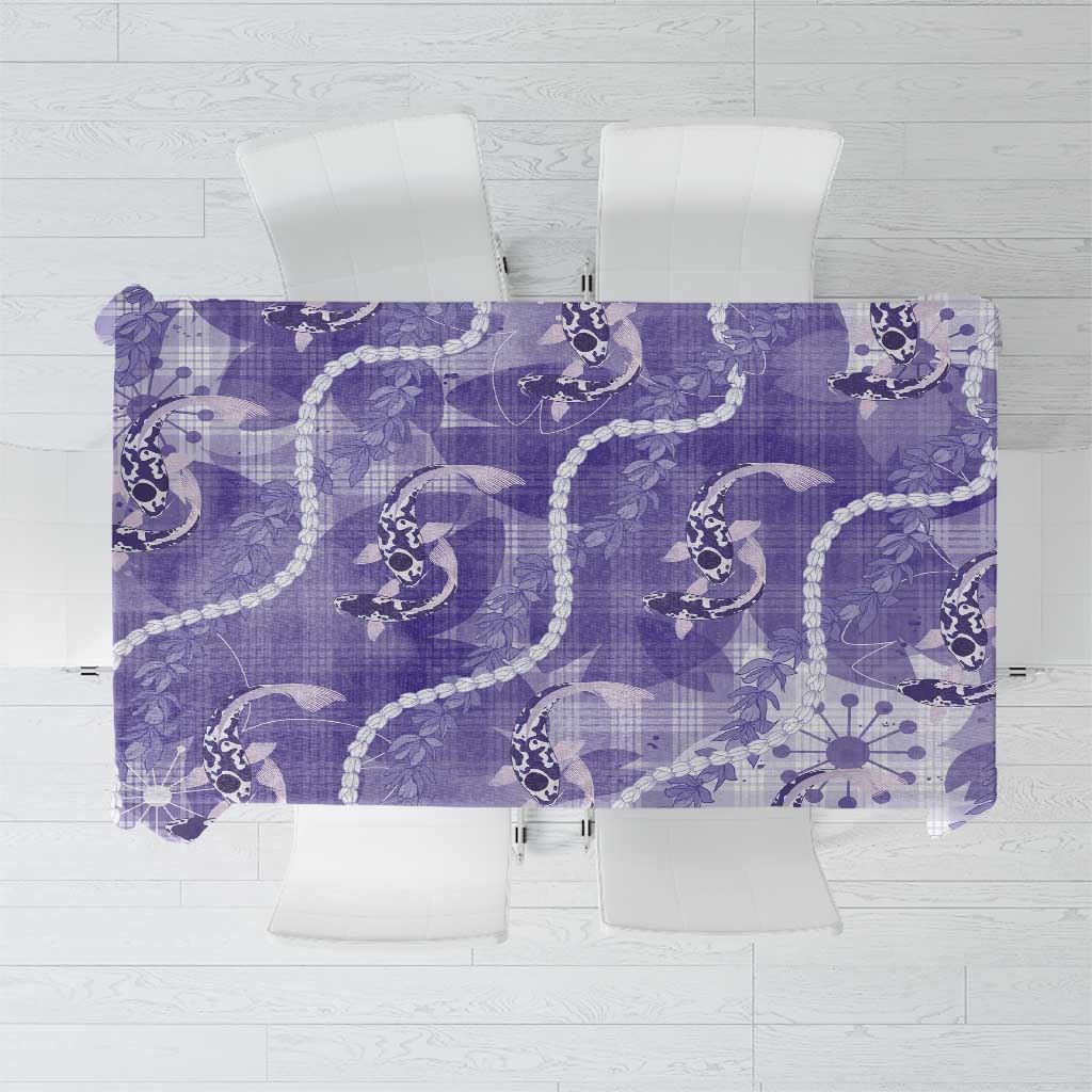 Japanese Koi Fish Tablecloth Purple Wagara Palaka Honohono Pikake Lei