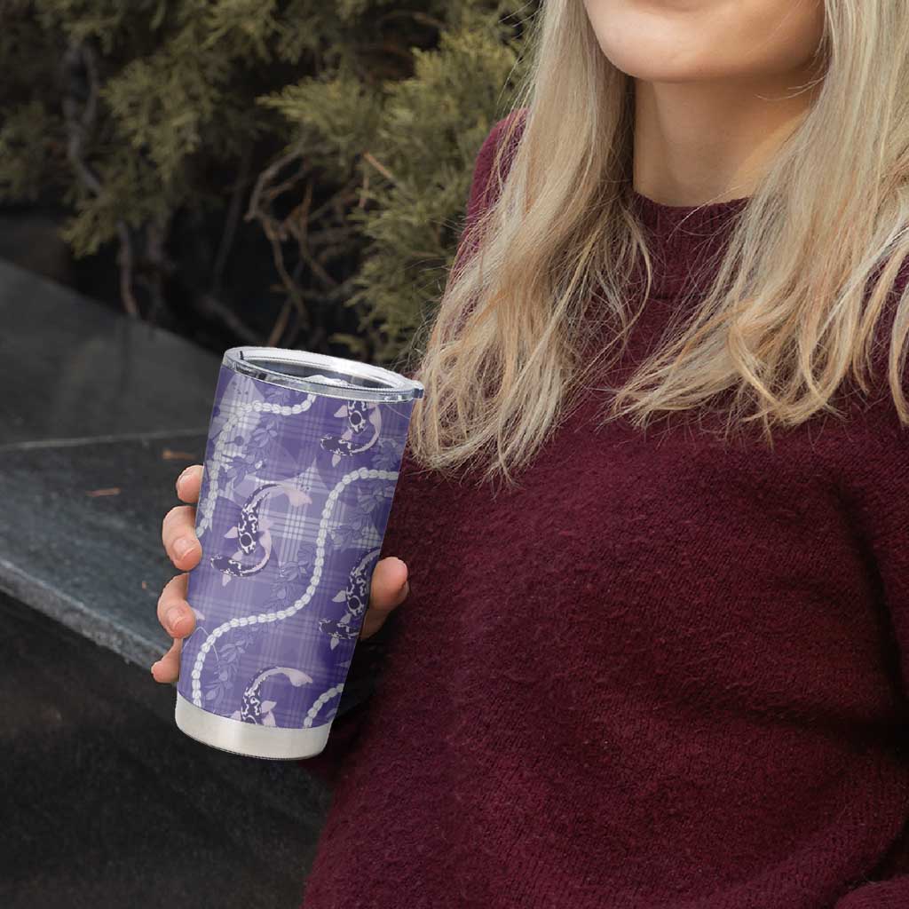Japanese Koi Fish Tumbler Cup Purple Wagara Palaka Honohono Pikake Lei