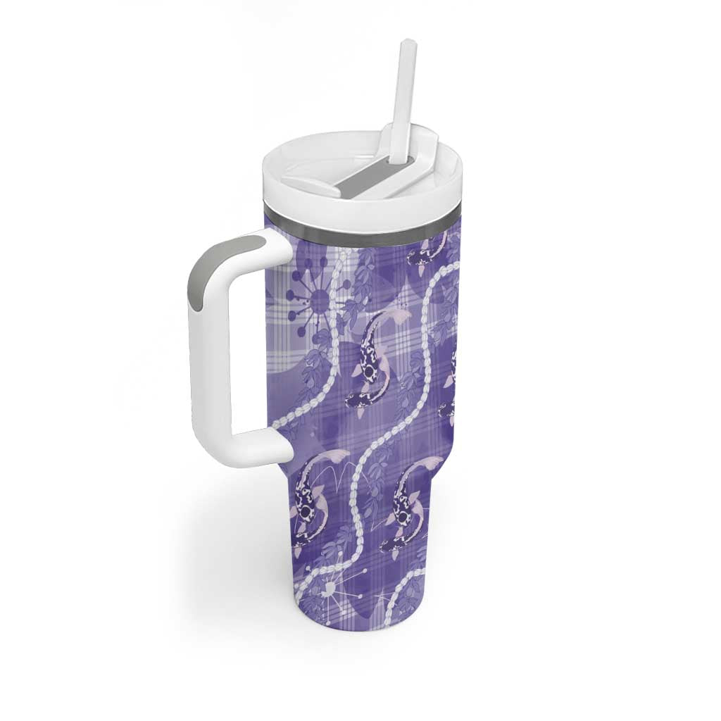 Japanese Koi Fish Tumbler With Handle Purple Wagara Palaka Honohono Pikake Lei