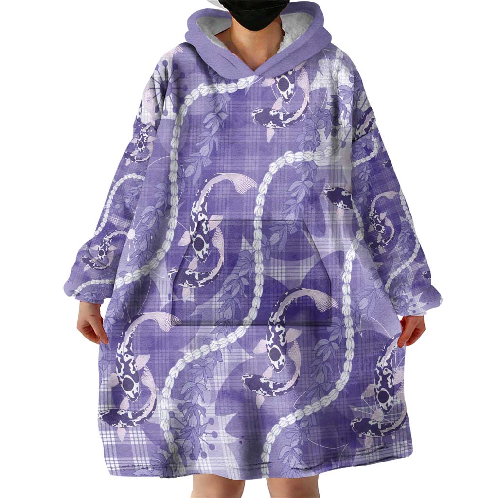 Japanese Koi Fish Wearable Blanket Hoodie Purple Wagara Palaka Honohono Pikake Lei