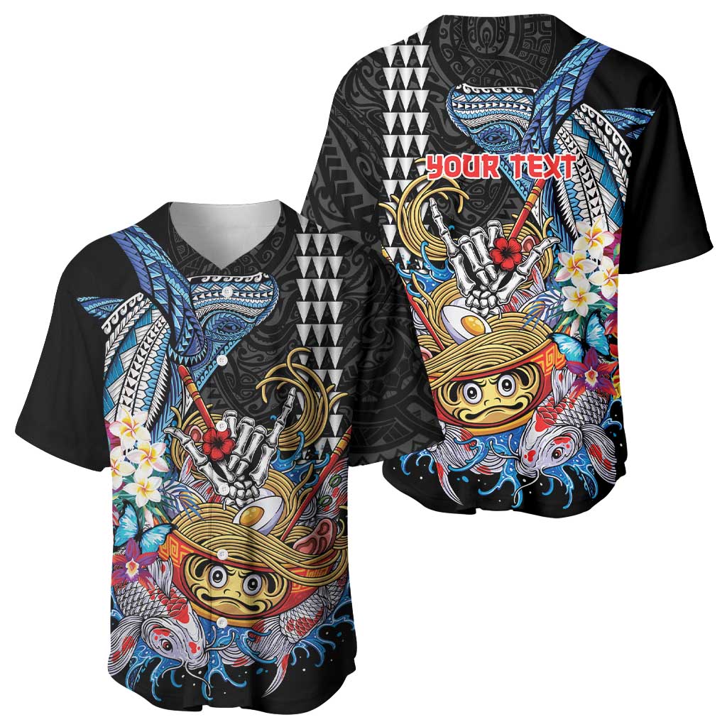 Personalized Japanese Koi Fish Ramen Baseball Jersey Aloha Shark Kakau Pattern