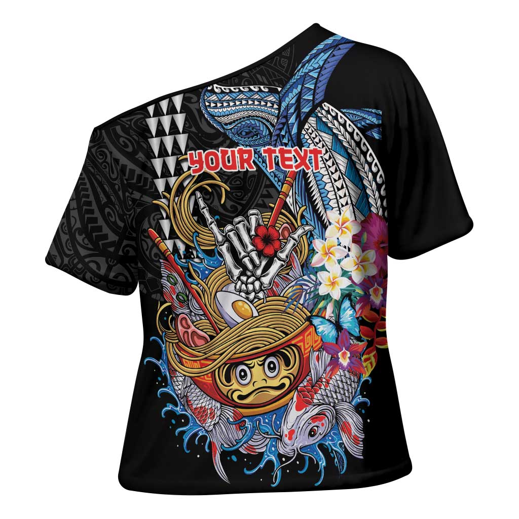 Personalized Japanese Koi Fish Ramen Cross Shoulder Shirt Aloha Shark Kakau Pattern LT9 - Polynesian Pride