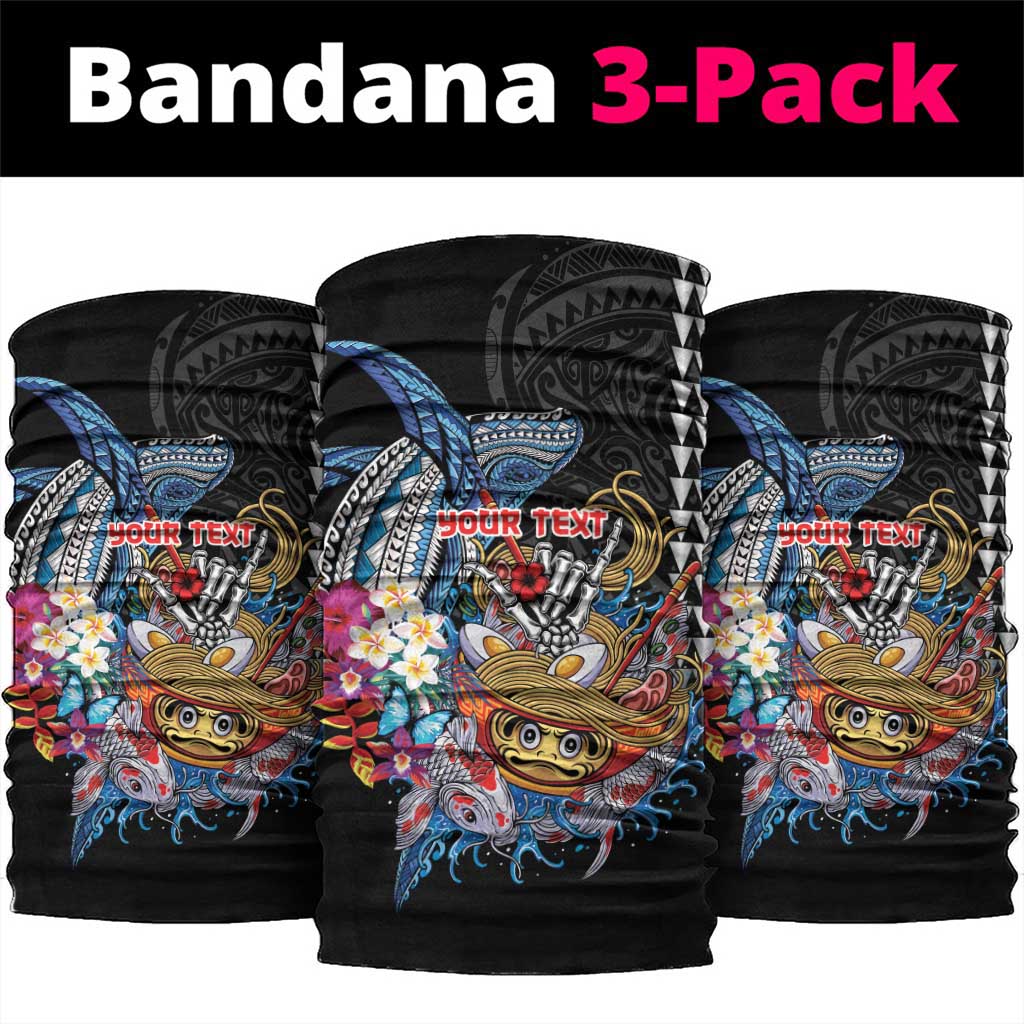 Personalized Japanese Koi Fish Ramen Neck Gaiter Aloha Shark Kakau Pattern