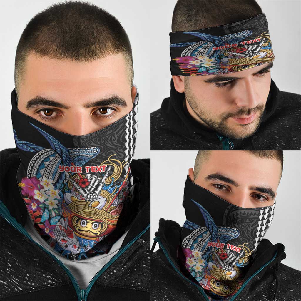 Personalized Japanese Koi Fish Ramen Neck Gaiter Aloha Shark Kakau Pattern