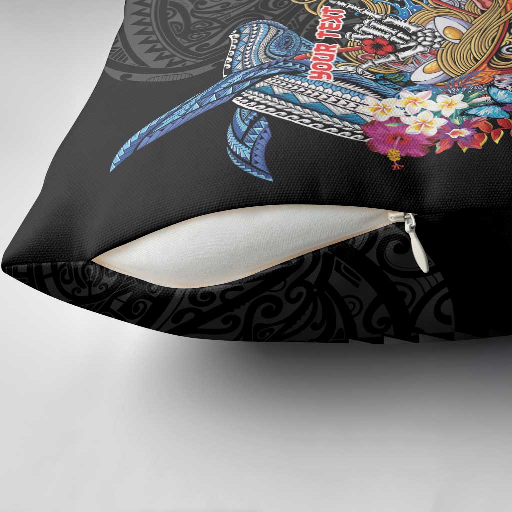Personalized Japanese Koi Fish Ramen Pillow Cover Aloha Shark Kakau Pattern