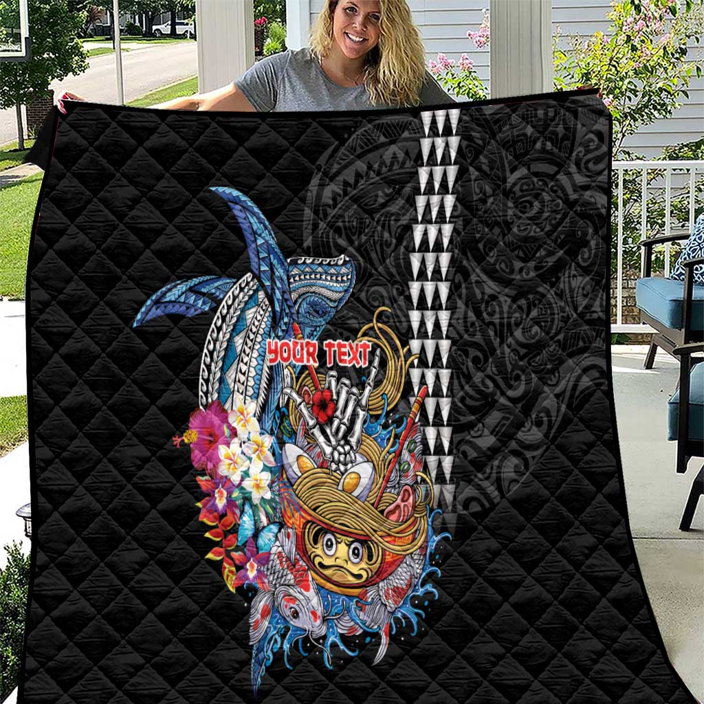 Personalized Japanese Koi Fish Ramen Quilt Aloha Shark Kakau Pattern