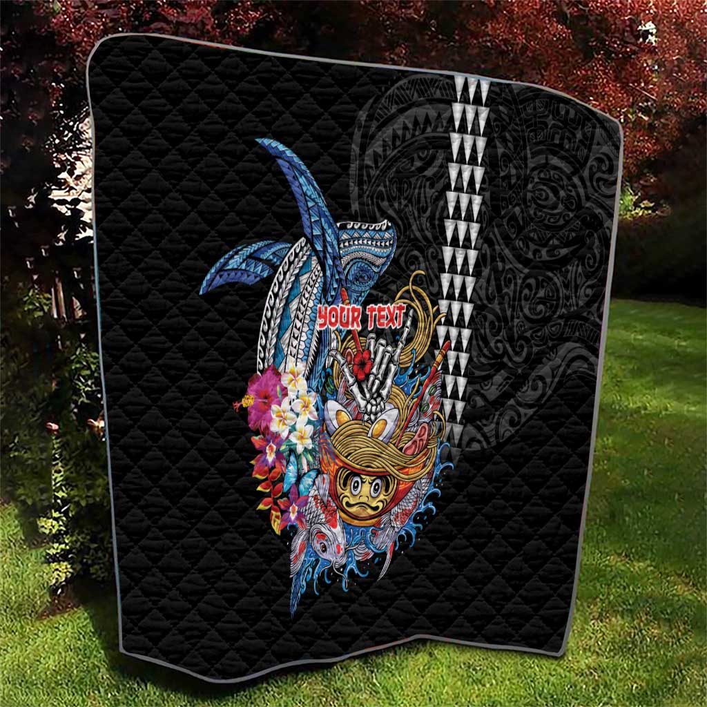 Personalized Japanese Koi Fish Ramen Quilt Aloha Shark Kakau Pattern