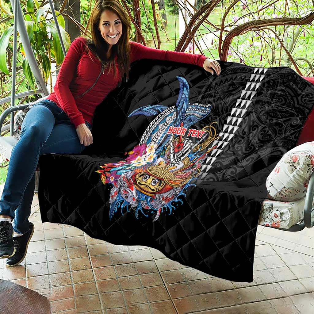 Personalized Japanese Koi Fish Ramen Quilt Aloha Shark Kakau Pattern