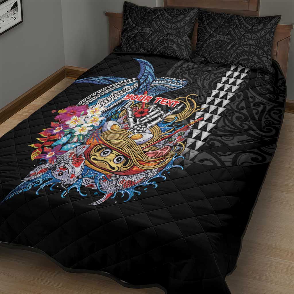 Personalized Japanese Koi Fish Ramen Quilt Bed Set Aloha Shark Kakau Pattern