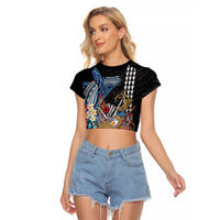 Personalized Japanese Koi Fish Ramen Raglan Cropped T Shirt Aloha Shark Kakau Pattern